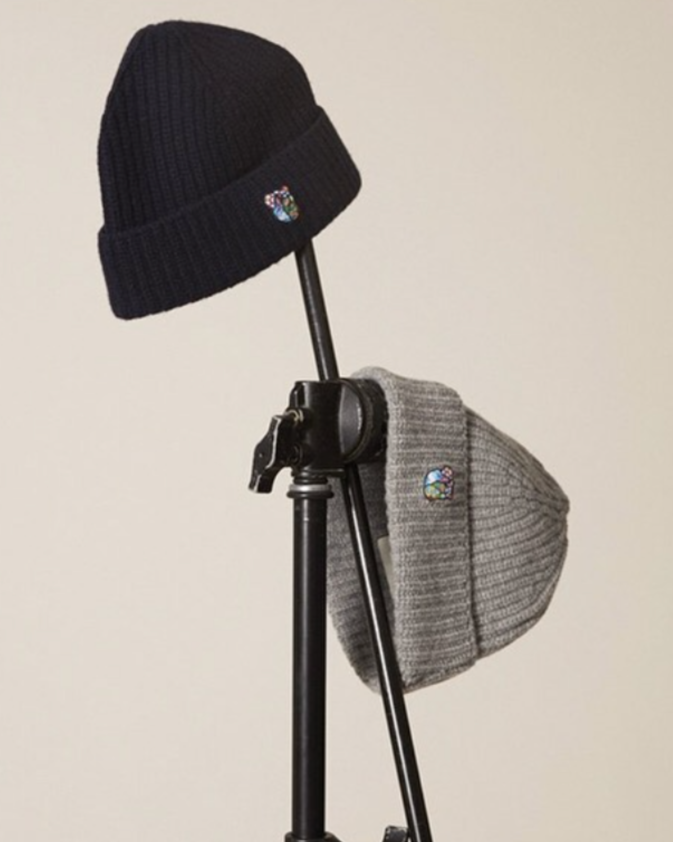 Black and gray beanie hats with Teddy Copenhagen logo from fashion brand Tonsure