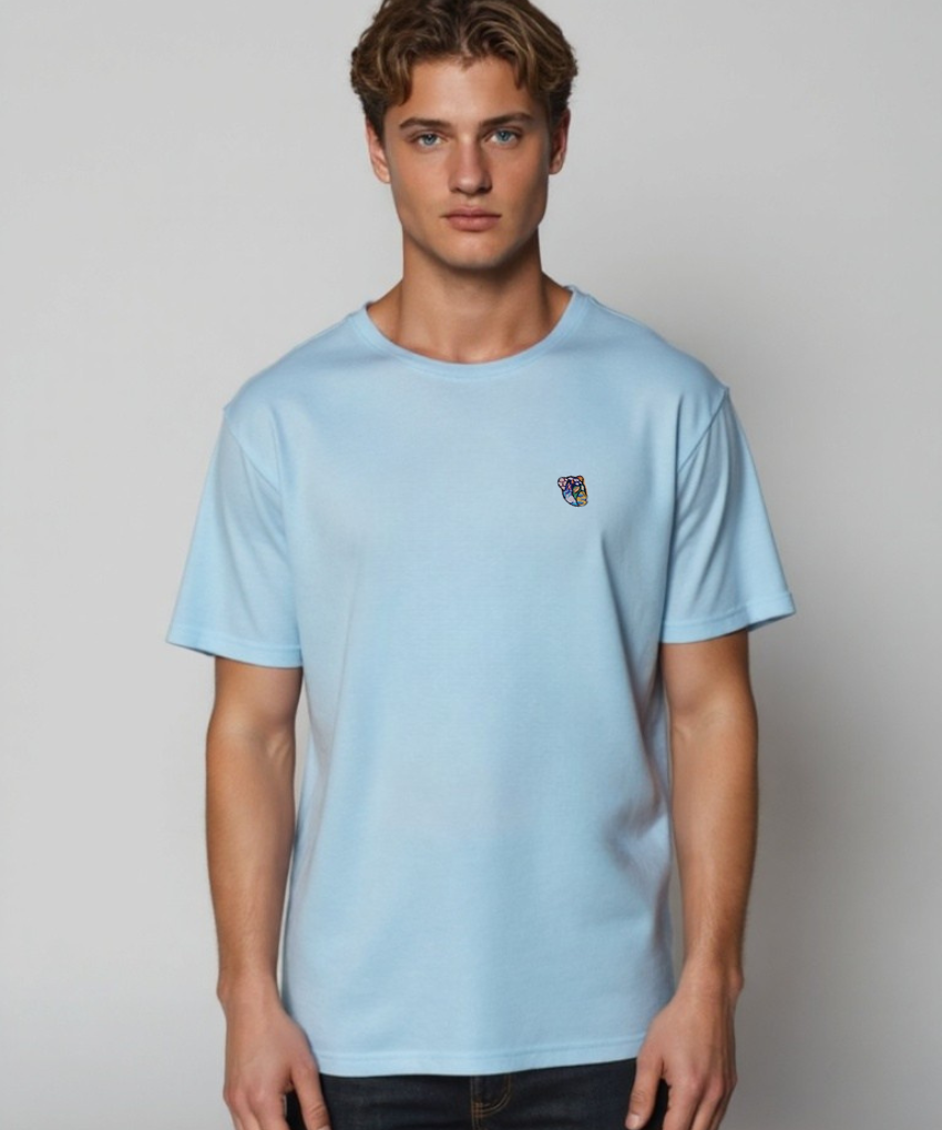 Teddy premium t-shirt light blue. Tonsure t-shirt il mænd
