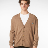 Theo knit cardigan café latte - Tonsure. Cardigan i lambswool. David Beckham style. Cardigan til mænd. Herremode. Strik til mænd