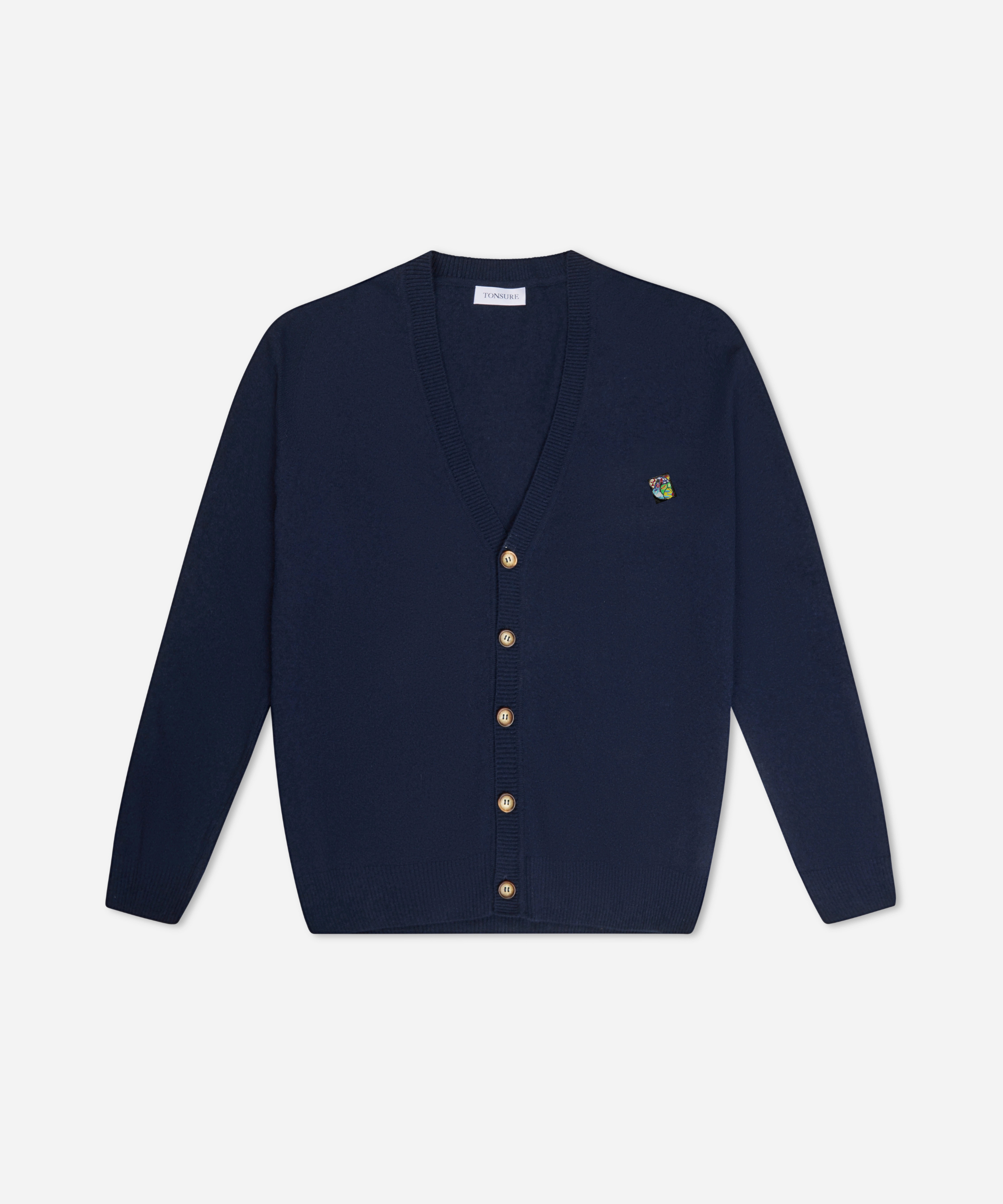 Cardigan til mænd i navy lambswool fra Tonsure. Copenhagen style. Strik til mænd