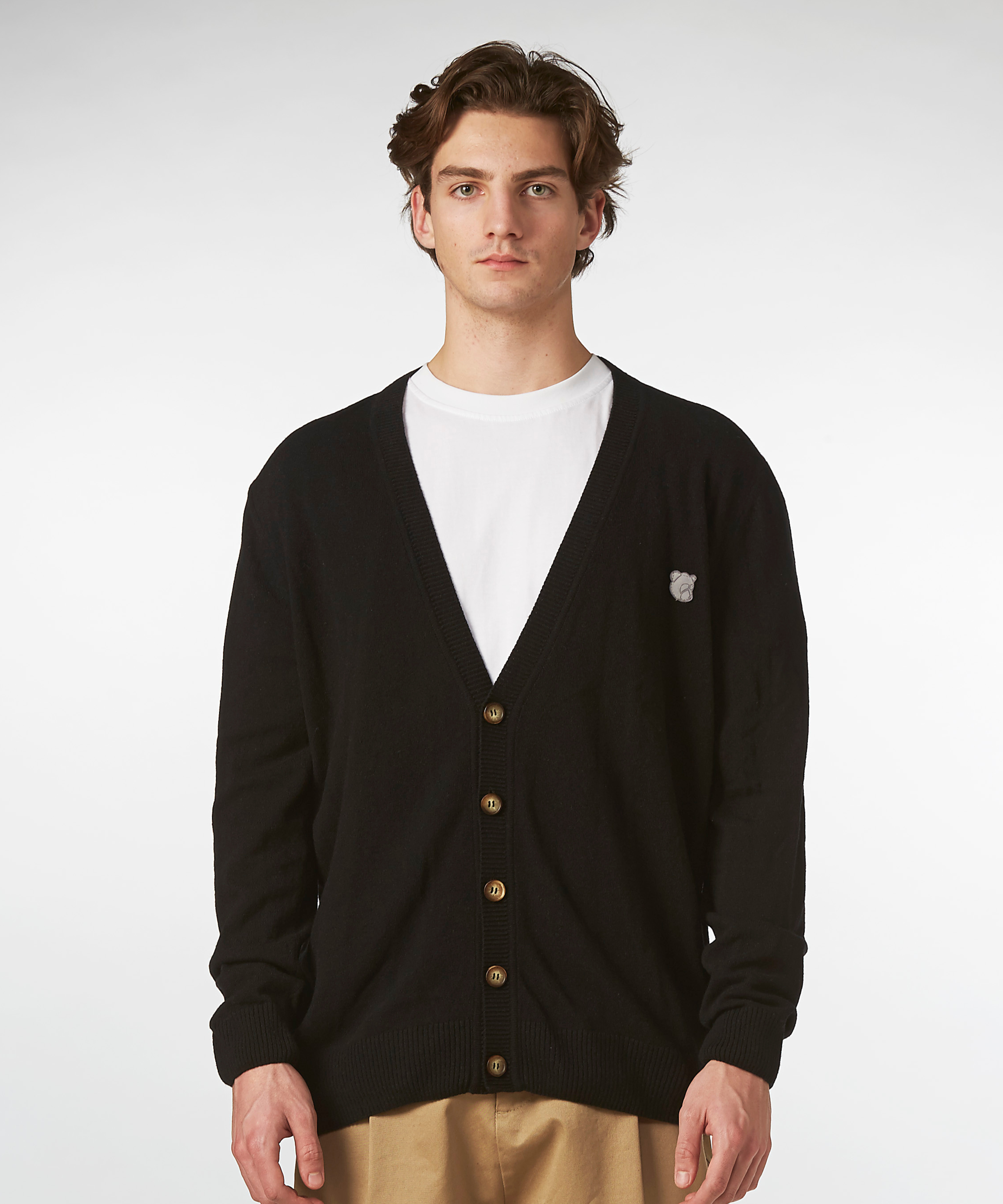 sort cardigan til mænd fra Tonsure. strik til mænd. lambswool strik til mænd