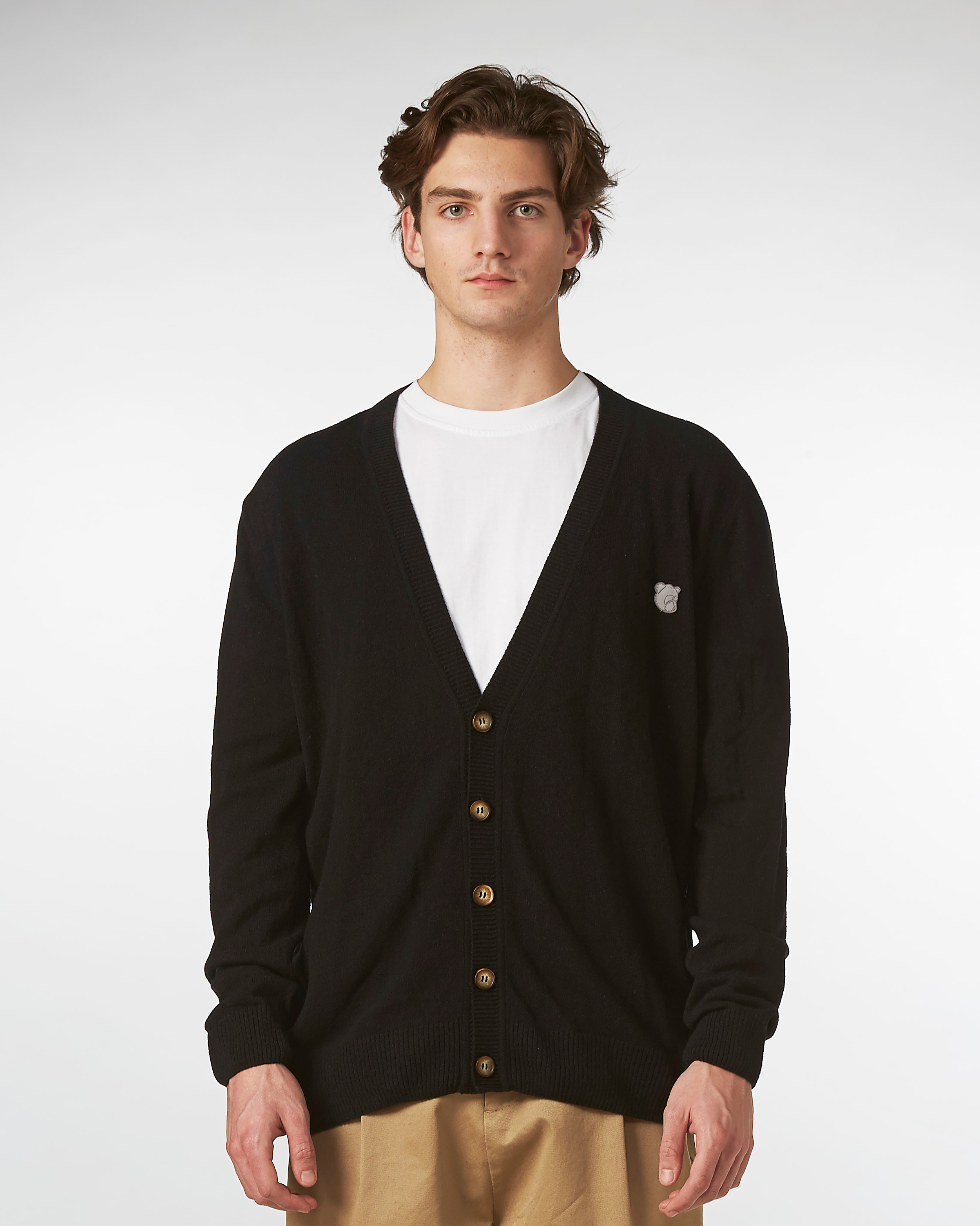 sort cardigan til mænd fra Tonsure. strik til mænd. lambswool strik til mænd